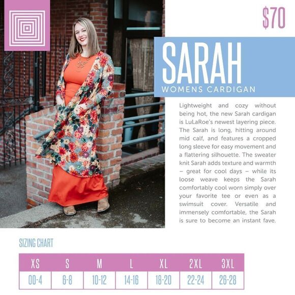 NWT Lularoe Sarah Open Front Longline Cardigan Geo Print - Picture 3 of 14